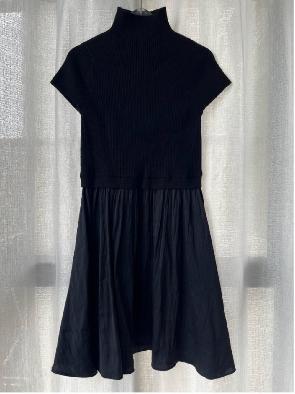 Anthropologie The Thea Short Sleeve Twofer Mini Dress Black - Picture 3 of 3
